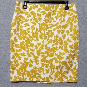 LOFT Yellow and White Floral Pencil Skirt